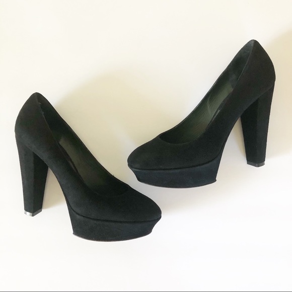 Donna Karan Collection Black Suede Platform Pumps - Picture 4 of 14